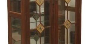 Diamond Panel Glass Door Showcase Cabinet