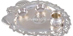 Silver Pan Shaped Pooja Thali
