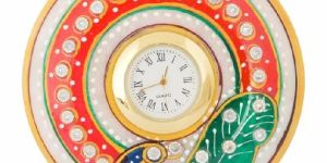 Marble Peacock Design Wall Clock