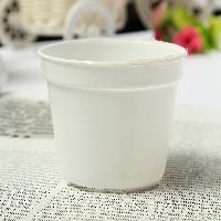 White Round Plastic Flower Pot