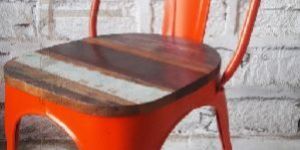 Metal Tolix Chair with Wooden Top