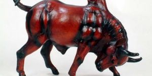 Leather Fighting Bull Statues