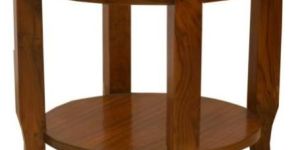 Wood Round Table with Glass Top