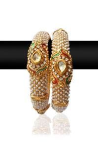 Kundan And Pearl Meenakari Bangles