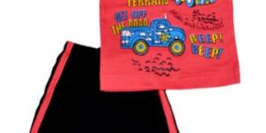 Boys Red Round Neck T-Shirt & Capri Set