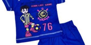 Boys Blue Round Neck T-Shirt & Capri Set