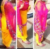 ladies cotton or silk punjabi phulkari suit