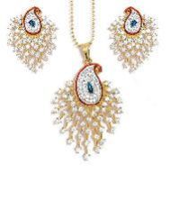 SBS Antique 2 Line Mala Set Peacock Shape Double Pendant