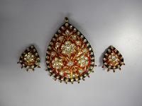 Kundan Meena Polki Pendant Set