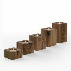 Wooden Square T-Light Candle Holders