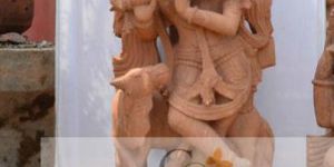 Sandstone Krishna Sanding Statue