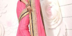Exquisite Pink Color Party Wear Saree