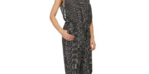 Black Moss Checkered Print Western Jump Suit