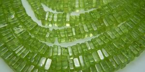 Peridot Faceted Heishi Cut Flat Square Shaped Beads