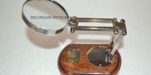 Wooden Base Brass Magnifying Glass