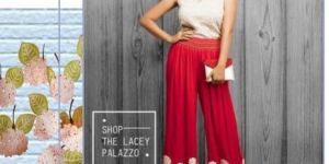 Ladies Embroidered Red Palazzo Pant