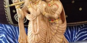 Wood Carving Radha Krishna Statue