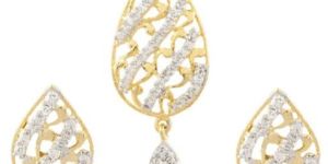 Brass American Diamond Pendant Set