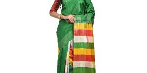 Pure Silk Multicolored Plain Handloom Saree