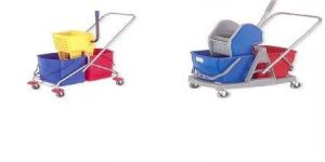 Double Bucket Mop Wringer Trolley