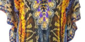 Poly Crepe Digital Printed with Crystalwork Short Kaftan