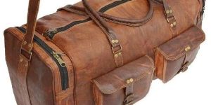 Real Goat Leather Square Luggage Travel Big Bag