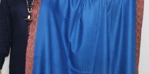 Blue Golden Border Sozni Pashmina Shawl