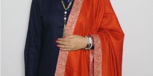 Orange Multi-Colored Border Sozni Pashmina Shawl
