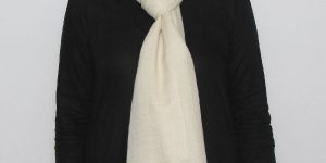 Pure White Hand-Woven Pashmina Stole