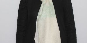 White Aqua Blue Hand-Woven Pashmina Stole