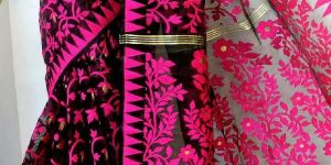 Pink Black Net Sarees