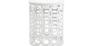 White Circle Side Table with Marble Top