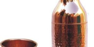 Copper Drinking Water Bottle with Glass.