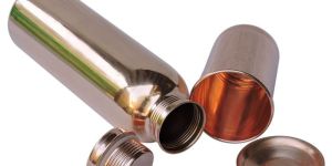 Copper Water Bottle With Matching Glass Set.