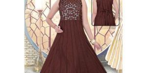 Border Party Wear Kids Gown