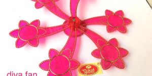 Diya Fan Stand Acrylic Rangoli