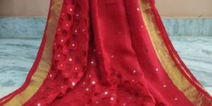 Mirror & Cutwork Linen Sarees