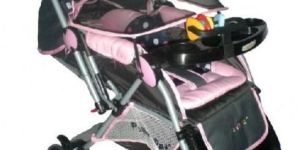 Polly's Pet Baby Rocking Stroller with Mosquito Net - Pink