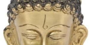 Brass Buddha Head with Stone Work Showpiece