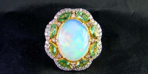 Opal Emerald & Diamond RIng