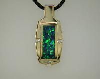 Beautiful Solid Opal & Diamond Pendant