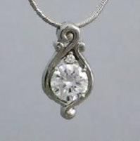 Square Cut Topaz Silver Fancy Pendant