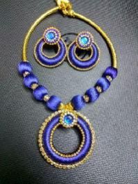 Silk Thread Necklace with Earring