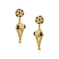 Black Enamel 22kt Yellow Gold Earrings