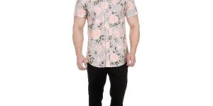 Girggit All over Floral Print Silver Grey Half Sleeves Casual Shirt with Silicon Wash