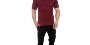 Girggit Overdyed Fig Pique Cotton Polo T-Shirt With Cold Pigment Wash