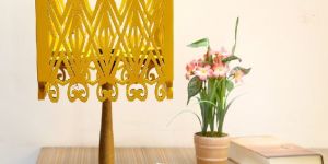 Wooden Jali Lamp - Yellow