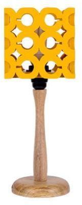 Wooden Jali table lamp - Yellow