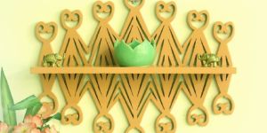 Coral Wooden Jali Wall Shelf Taper