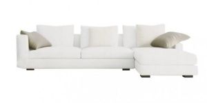L-Shaped Corner 4 Seater Sofa: White, Leatherette
